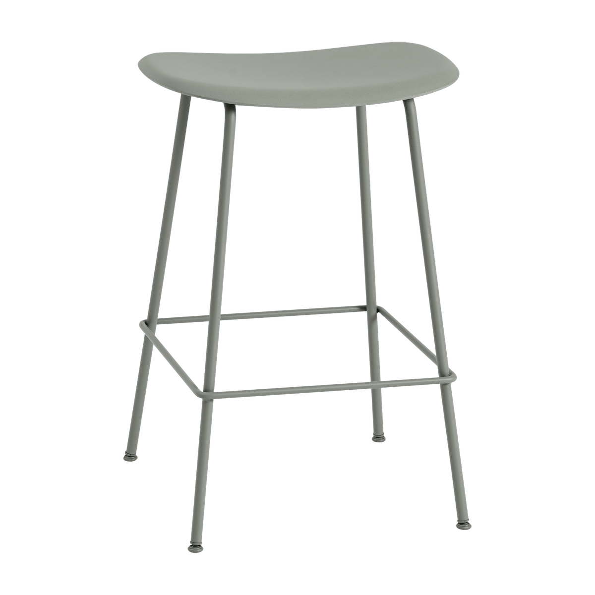 Tabouret de bar 65cm vert piétement tubes Fiber - Muuto - The Cool Republic
