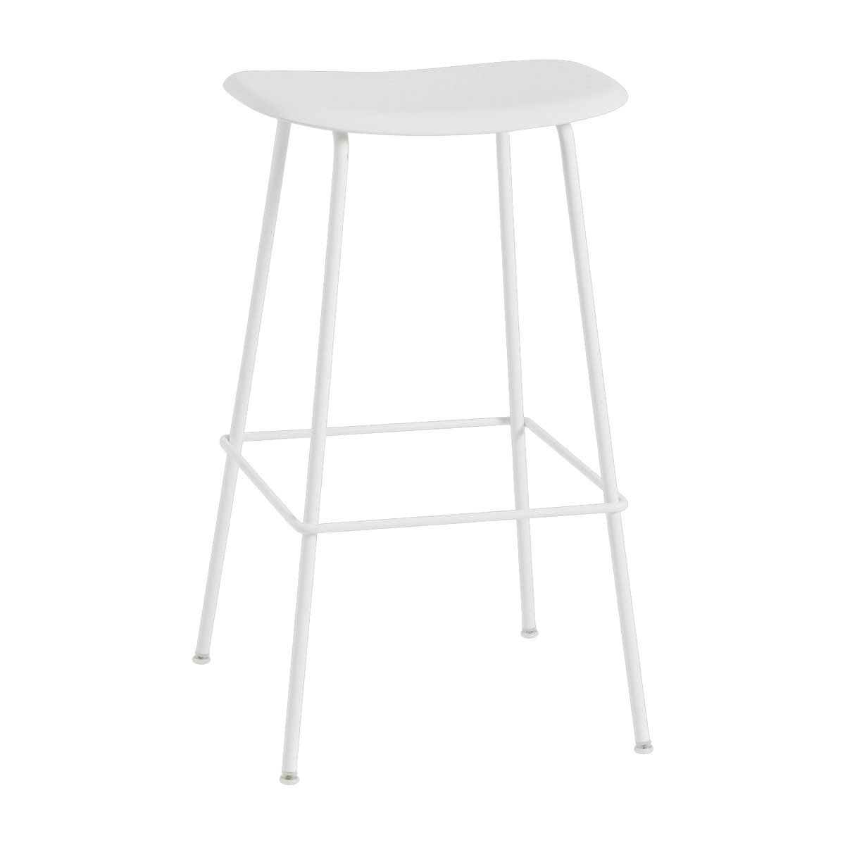 Tabouret de bar 75 cm blanc piétement tubes Fiber - Muuto - The Cool Republic