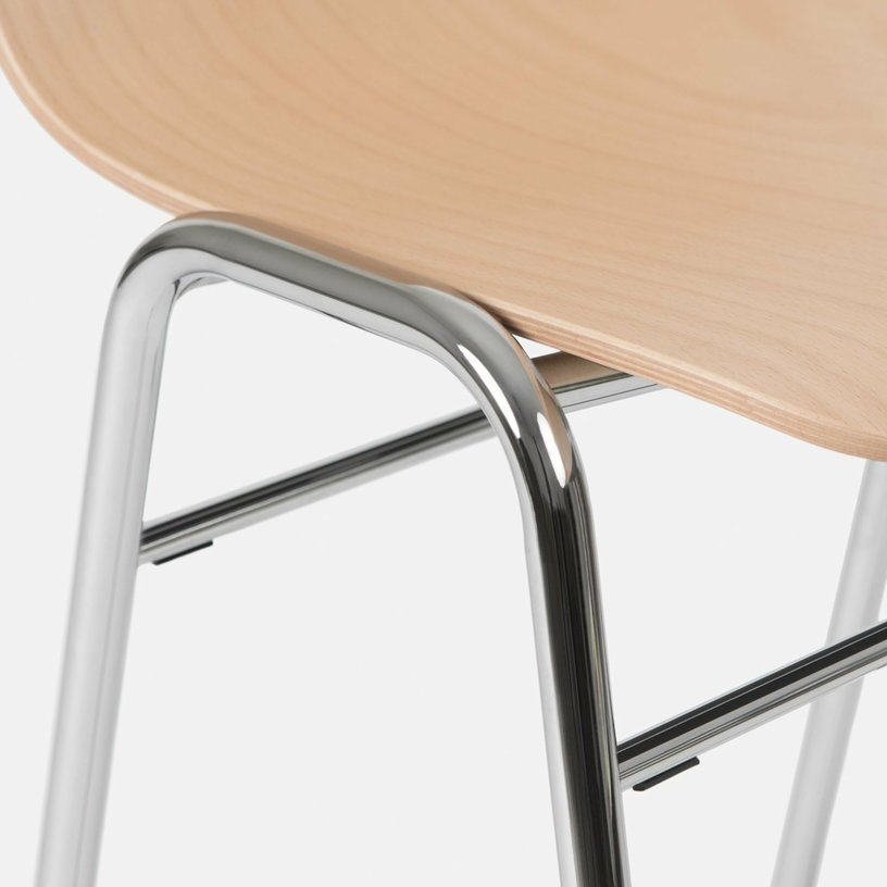 Tabouret de bar 75 cm en bois naturel et cadre argenté Touchwood - Hem - The Cool Republic