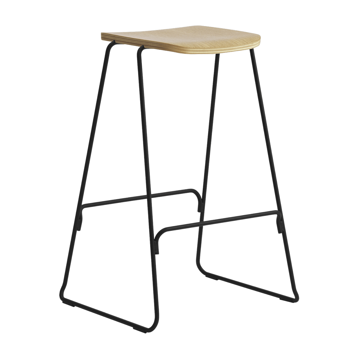 Tabouret de bar 75 cm en chêne et acier noir Just noir/ Oak - Normann Copenhagen - The Cool Republic
