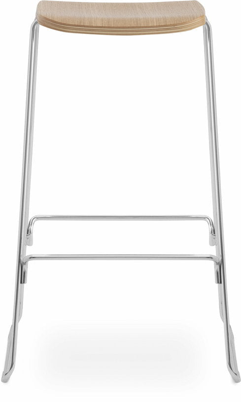 Tabouret de bar 75 cm en chêne et métal argenté Just Chrome/ Oak - Normann Copenhagen - The Cool Republic