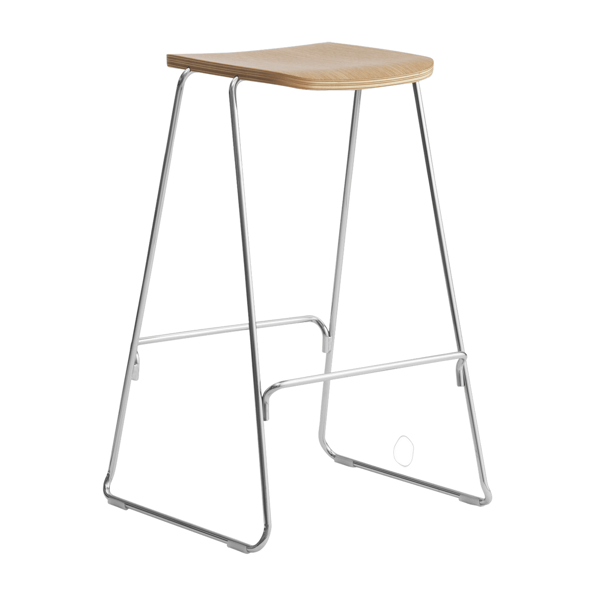 Tabouret de bar 75 cm en chêne et métal argenté Just Chrome/ Oak - Normann Copenhagen - The Cool Republic