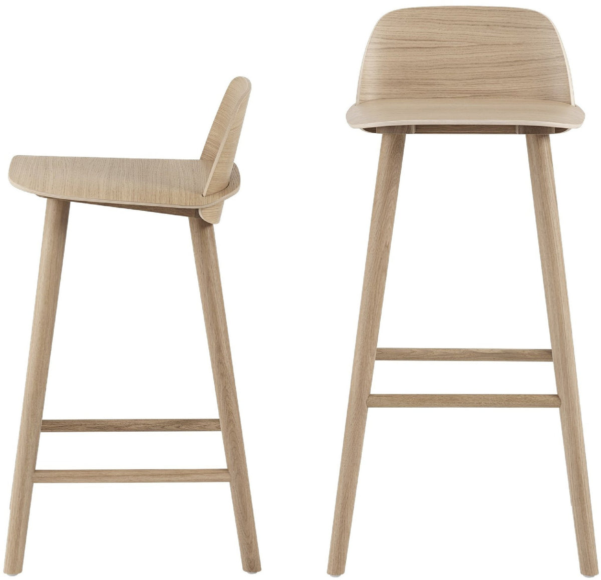 Tabouret de bar 75 cm en chêne naturel Nerd - Muuto - The Cool Republic