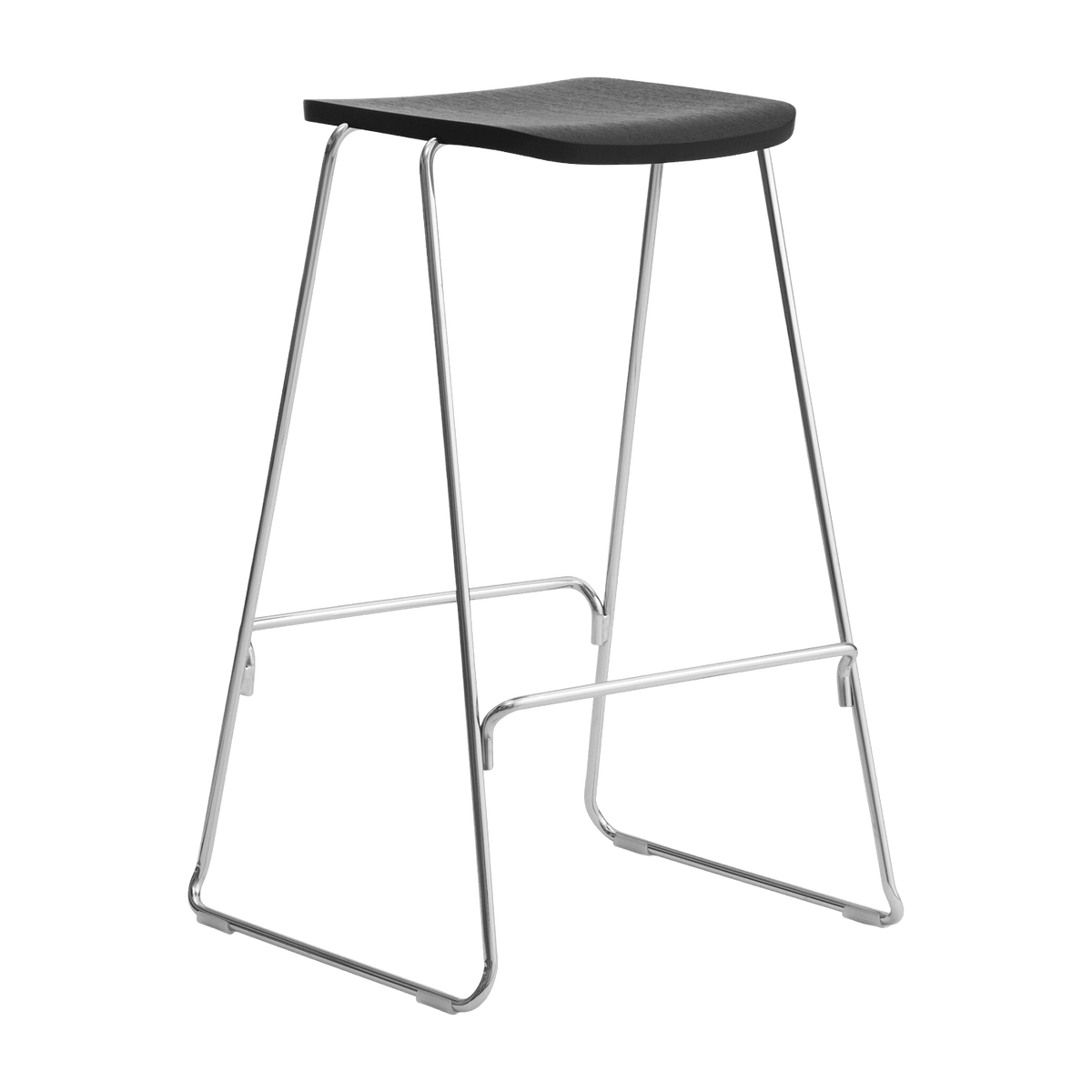Tabouret de bar 75 cm en chêne noir et métal argenté Just Chrome/noir - Normann Copenhagen - The Cool Republic