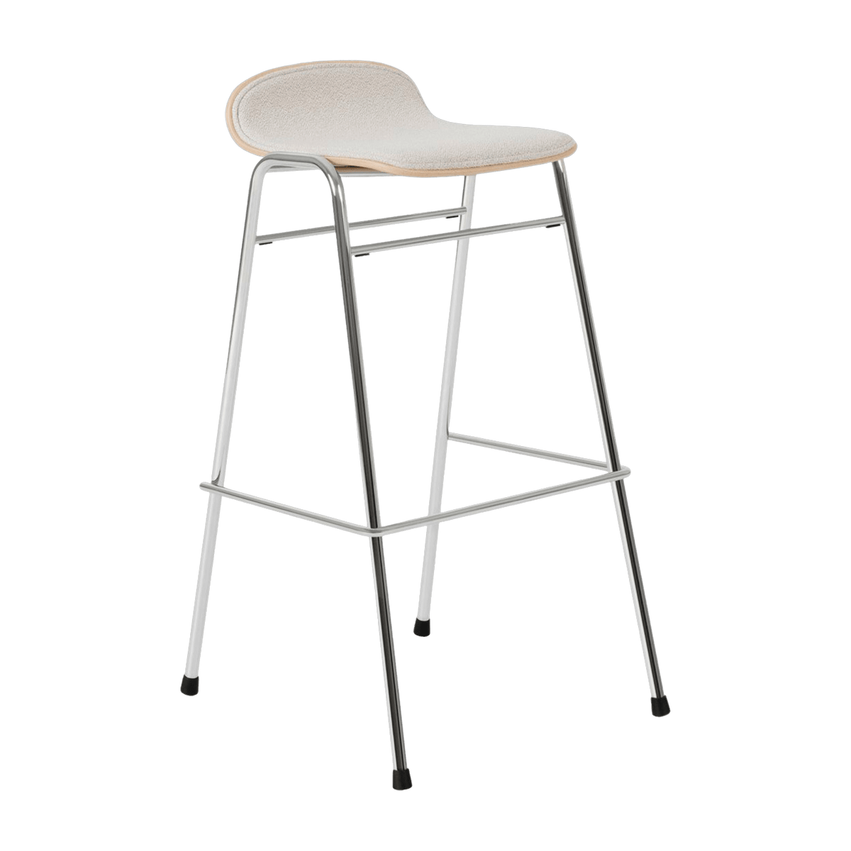 Tabouret de bar 75 cm en tissu gris et cadre argenté Touchwood - Hem - The Cool Republic