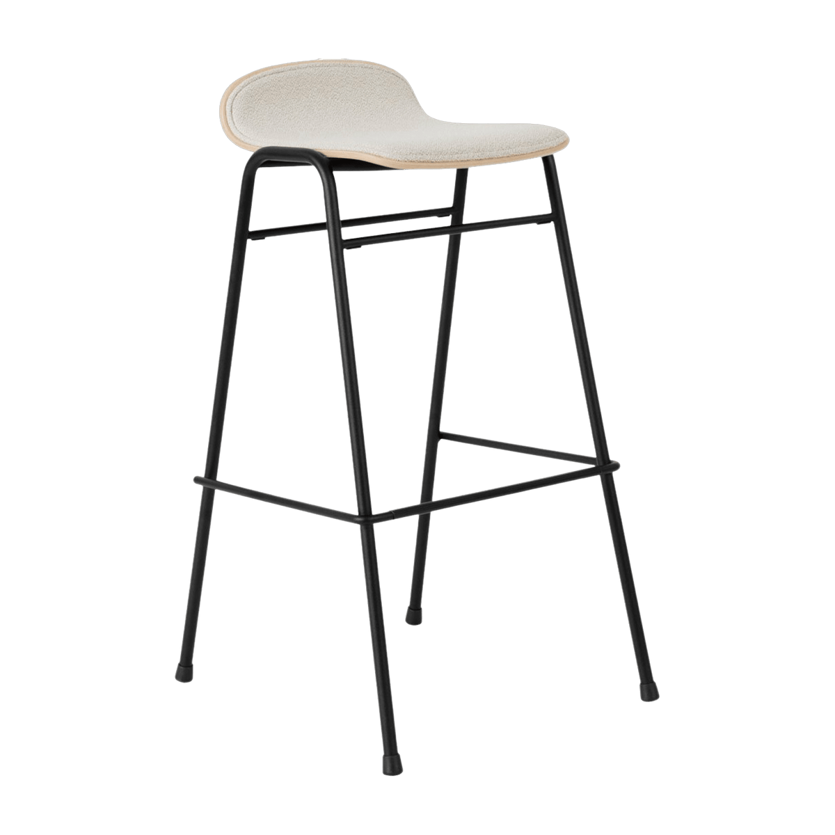 Tabouret de bar 75 cm en tissu gris et cadre noir Touchwood - Hem - The Cool Republic