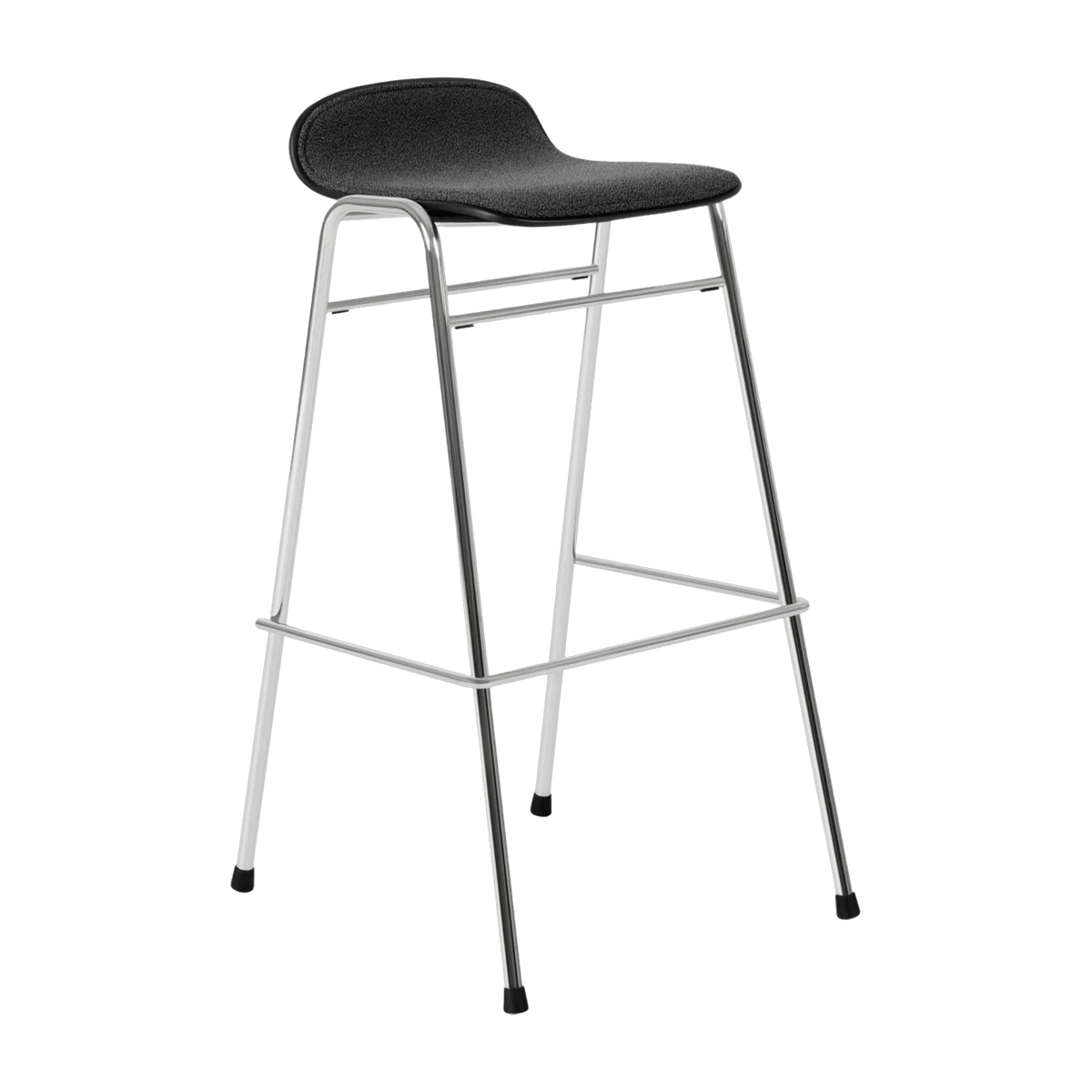 Tabouret de bar 75 cm en tissu noir et cadre argenté Touchwood - Hem - The Cool Republic