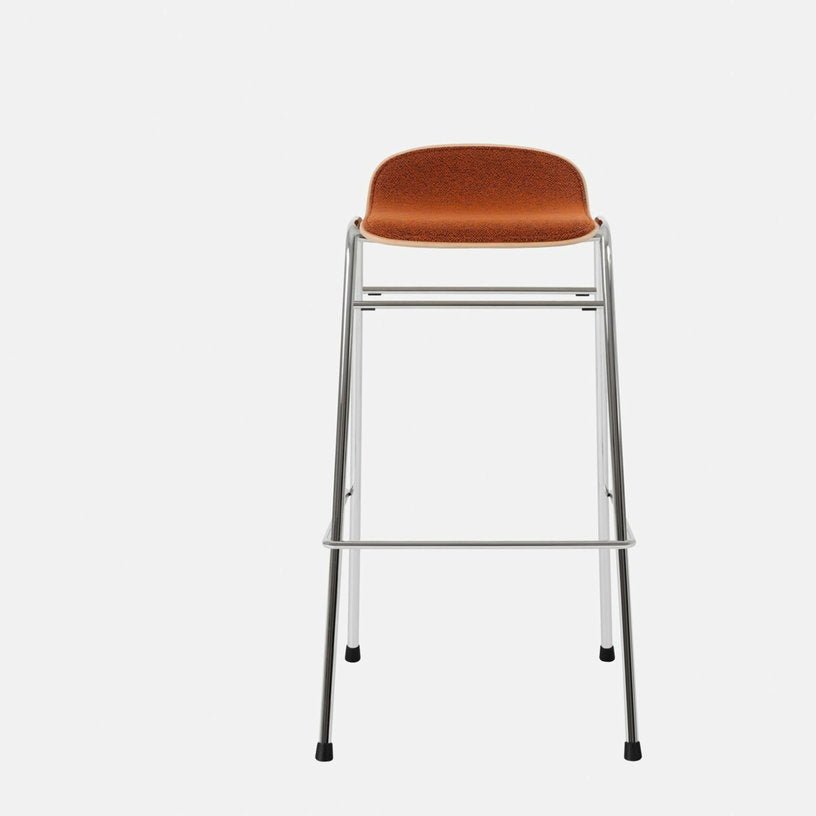Tabouret de bar 75 cm en tissu rouge et cadre argenté Touchwood - Hem - The Cool Republic