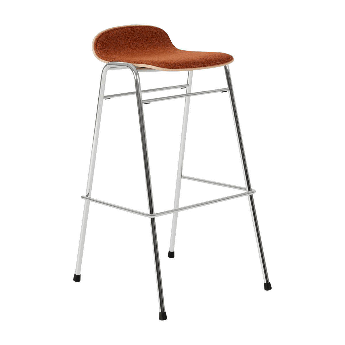 Tabouret de bar 75 cm en tissu rouge et cadre argenté Touchwood - Hem - The Cool Republic