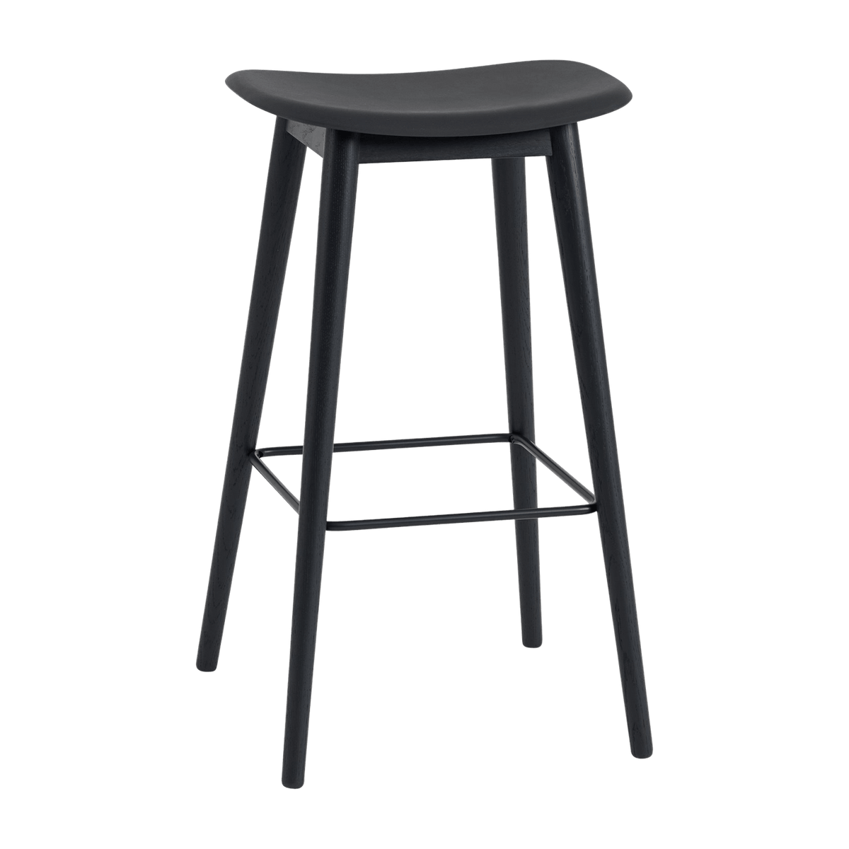 Tabouret de bar 75 cm noir piétement en chêne Fiber - Muuto - The Cool Republic