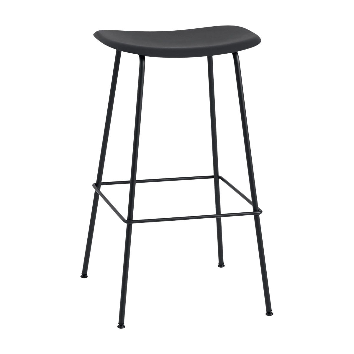 Tabouret de bar 75 cm noir piétement tubes Fiber - Muuto - The Cool Republic