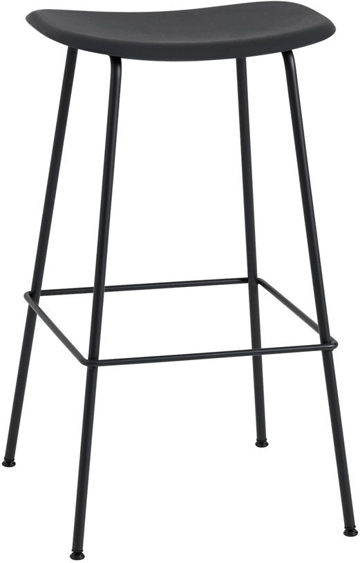 Tabouret de bar 75 cm noir piétement tubes Fiber - Muuto - The Cool Republic