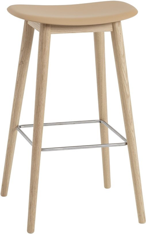 Tabouret de bar 75cm ocre piétement en chêne naturel Fiber - Muuto - The Cool Republic