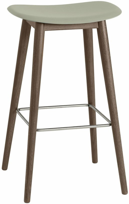 Tabouret de bar 75cm vert pâle piétement en chêne marron Fiber - Muuto - The Cool Republic