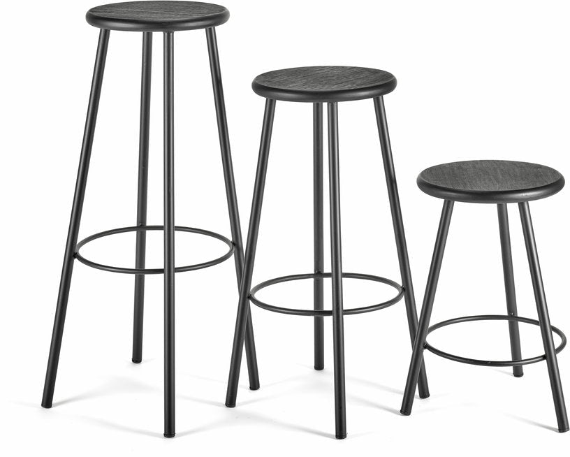 Tabouret de bar en acier et contreplaqué noir 66cm - Serax - The Cool Republic
