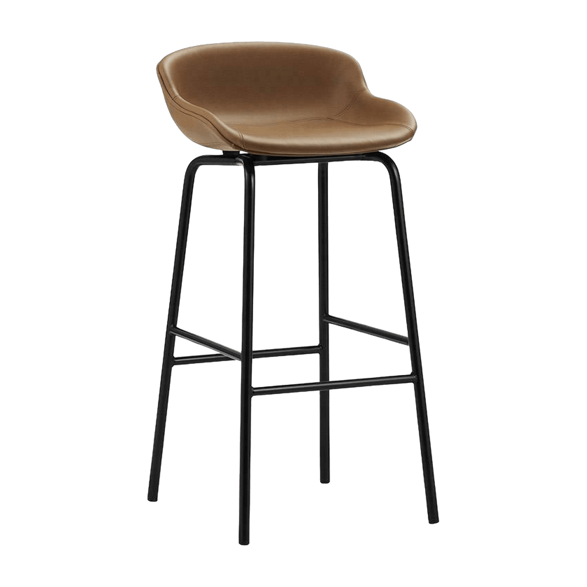 Tabouret de bar en acier et cuir noir 75 cm Hyg - Normann Copenhagen - The Cool Republic