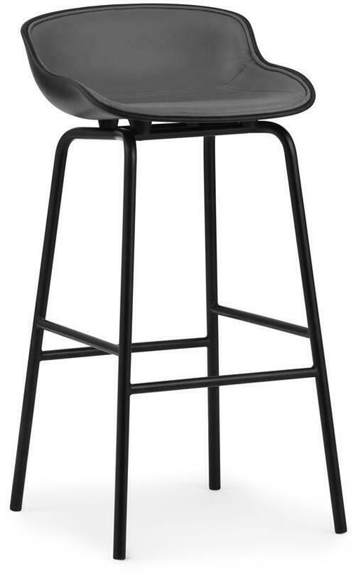 Tabouret de bar en acier et pp avec cuir noir 75 cm Hyg - Normann Copenhagen - The Cool Republic