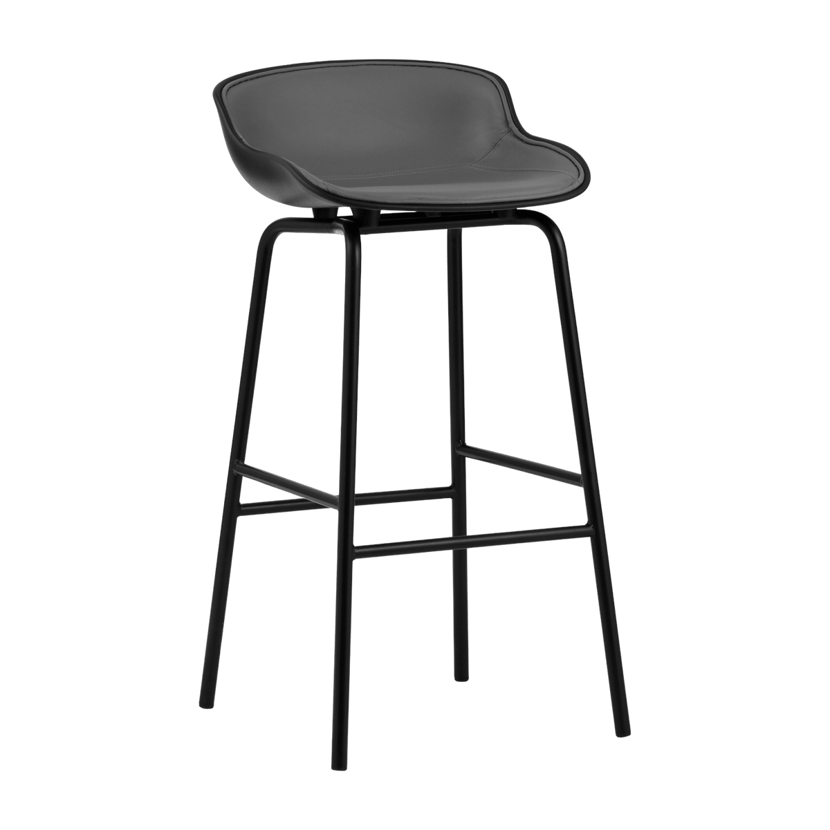 Tabouret de bar en acier et pp avec cuir noir 75 cm Hyg - Normann Copenhagen - The Cool Republic