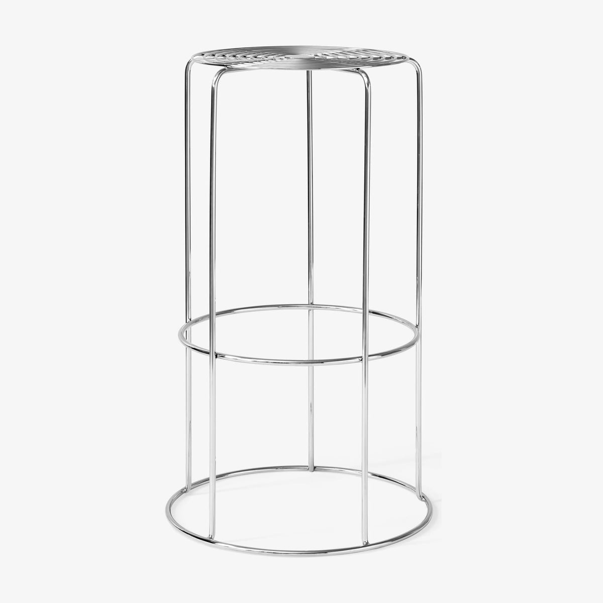 Tabouret de bar en acier poli miroir argenté 44x44x75cm Wire VP16 - &tradition - The Cool Republic