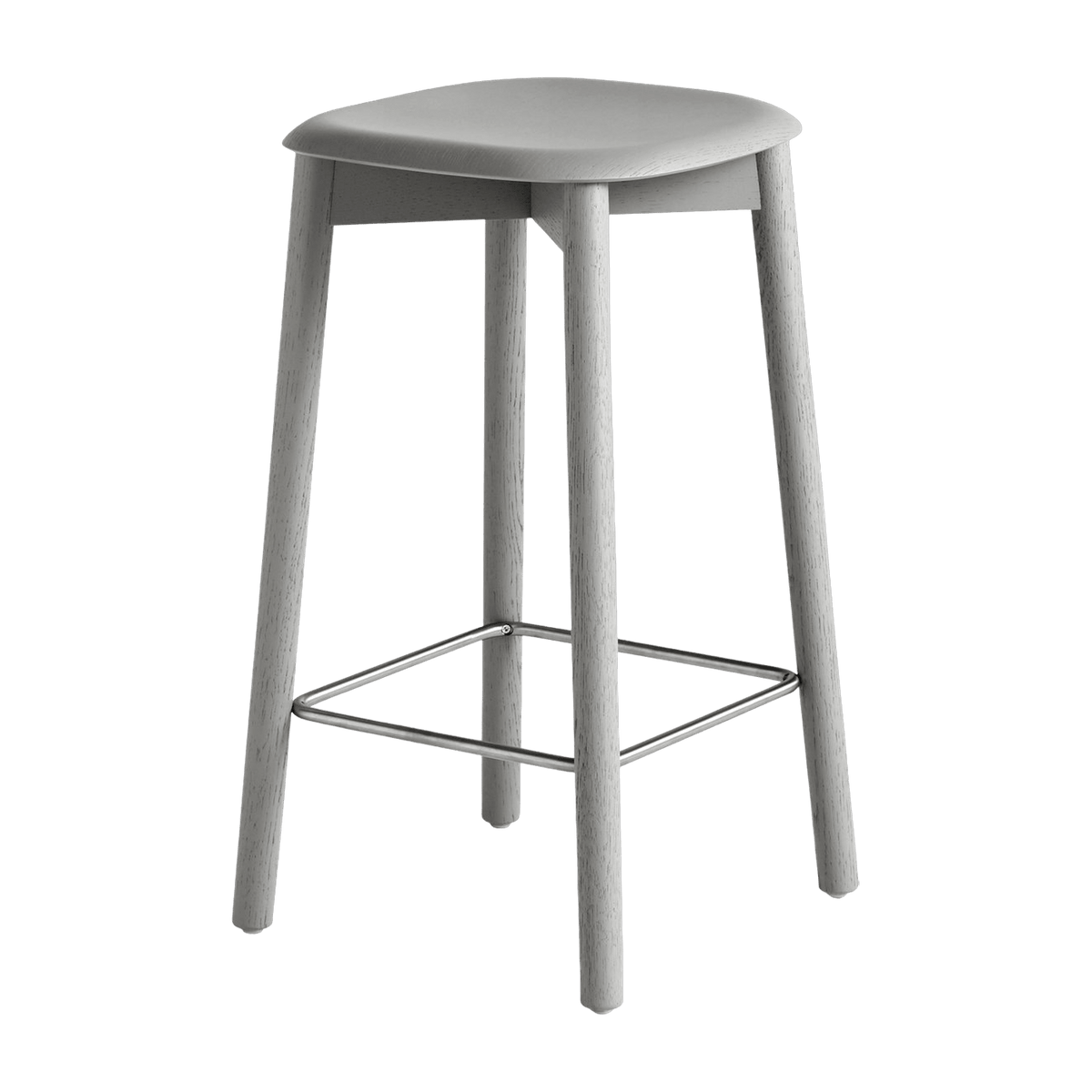Tabouret de bar en bois de chêne gris 65 cm Soft Edge 32 - HAY - The Cool Republic