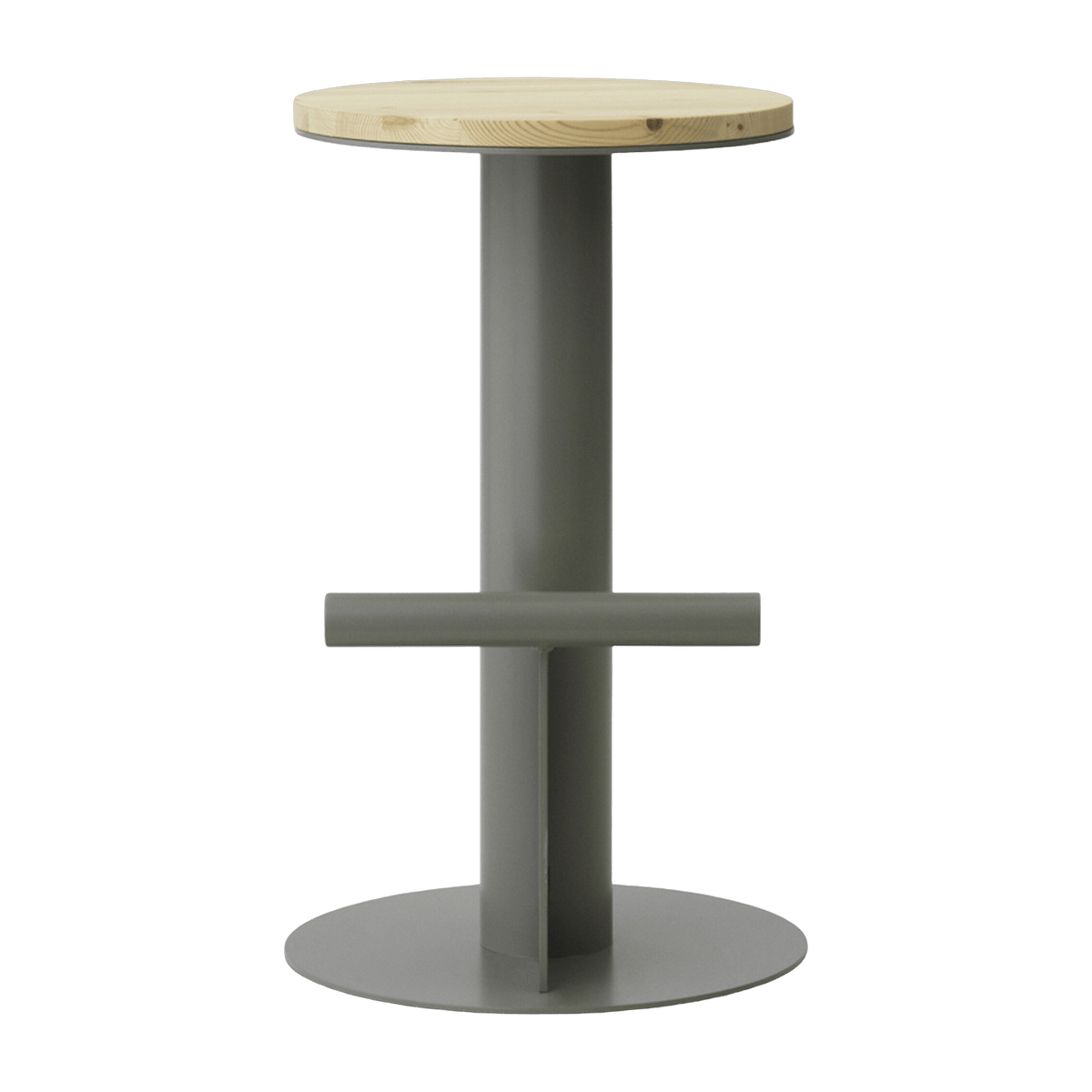 Tabouret de bar en bois de pin et acier gris 65 x 40 cm Pole - Normann Copenhagen - The Cool Republic