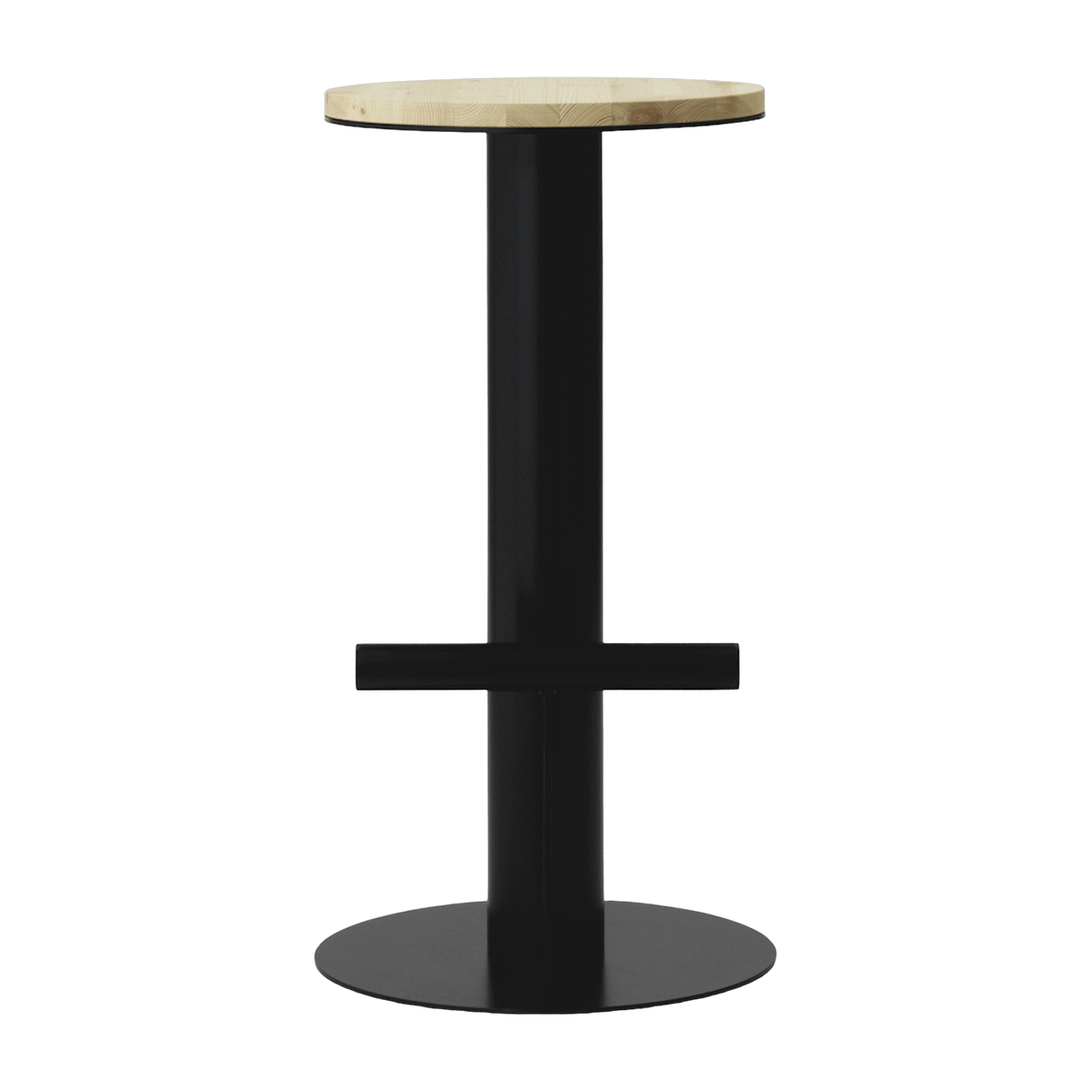 Tabouret de bar en bois de pin et acier noir 75 x 40 cm Pole - Normann Copenhagen - The Cool Republic