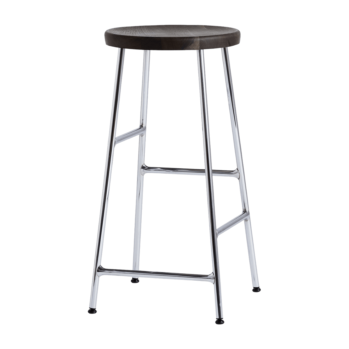 Tabouret de bar en bois foncé et acier chromé 65 cm - HAY - The Cool Republic