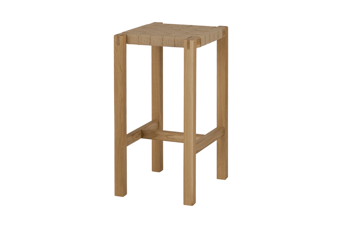 Tabouret de bar en chêne et coton 43x35x68cm Toli - Noo.ma - The Cool Republic