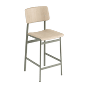 Tabouret de bar en chêne et gris vert 65 cm Loft - Muuto - The Cool Republic