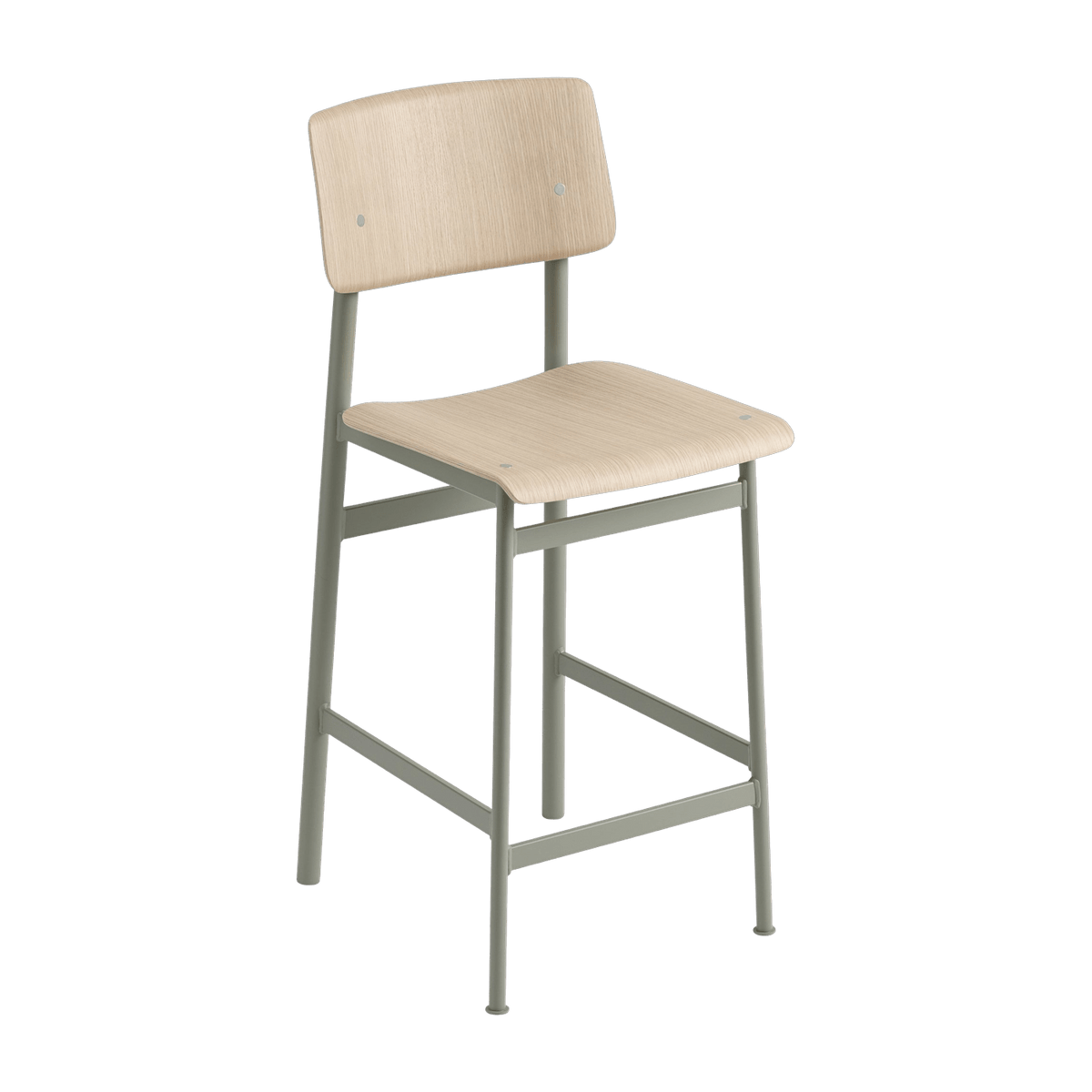 Tabouret de bar en chêne et gris vert 65 cm Loft - Muuto - The Cool Republic