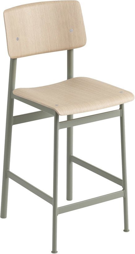 Tabouret de bar en chêne et gris vert 65 cm Loft - Muuto - The Cool Republic
