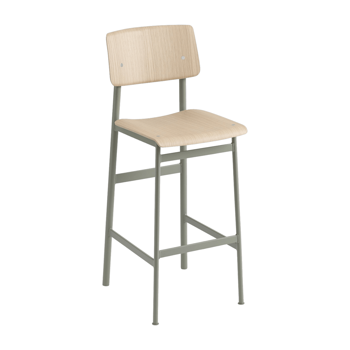 Tabouret de bar en chêne et gris vert 75 cm Loft - Muuto - The Cool Republic