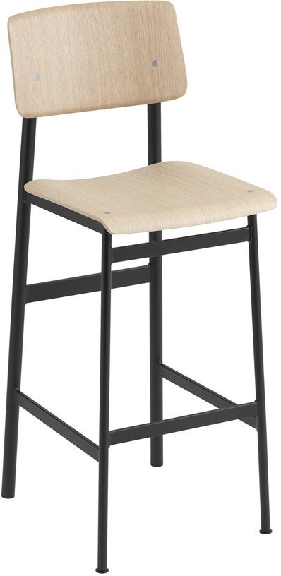 Tabouret de bar en chêne et noir 75 cm Loft - Muuto - The Cool Republic