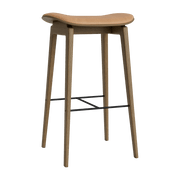 Tabouret de bar en chêne fumé clair et rembourrage en cuir camel 75 cm NY11 - NORR11 - The Cool Republic