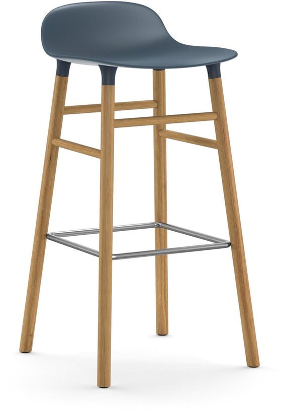 Tabouret de bar en chêne naturel et pp bleu 75 cm Form - Normann Copenhagen - The Cool Republic