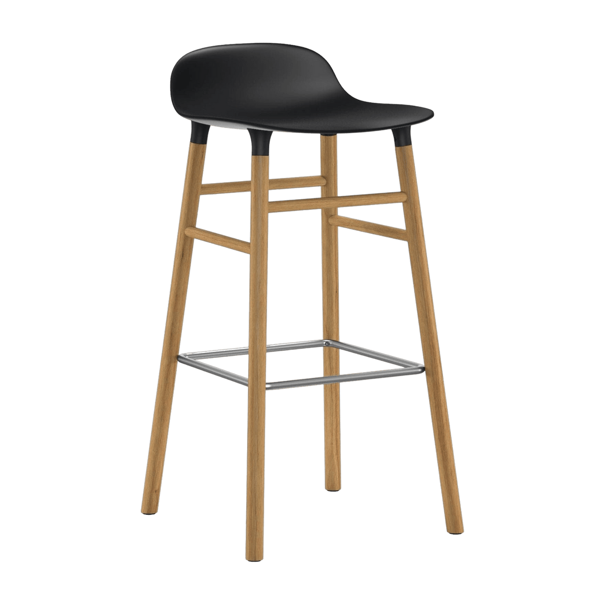 Tabouret de bar en chêne naturel et pp noir 75 cm Form - Normann Copenhagen - The Cool Republic