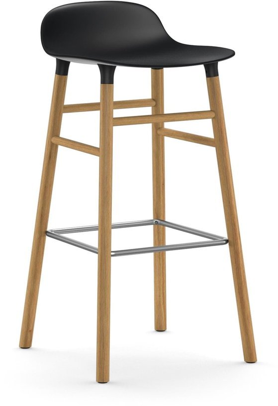 Tabouret de bar en chêne naturel et pp noir 75 cm Form - Normann Copenhagen - The Cool Republic