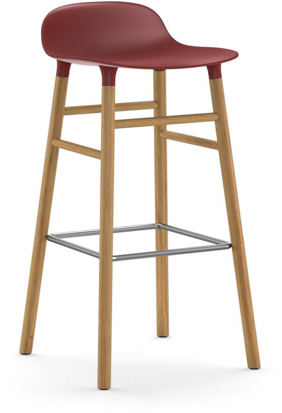 Tabouret de bar en chêne naturel et pp rouge 75 cm Form - Normann Copenhagen - The Cool Republic