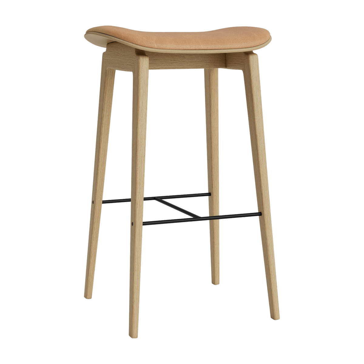 Tabouret de bar en chêne naturel et rembourrage camel 65 cm NY11 - NORR11 - The Cool Republic