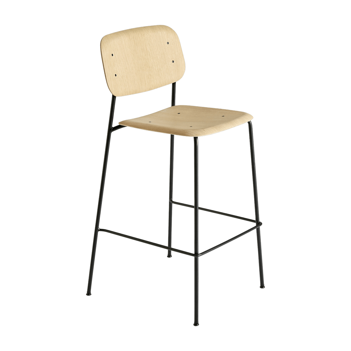 Tabouret de bar en chêne naturel mat et acier Low Soft Edge 10 - HAY - The Cool Republic