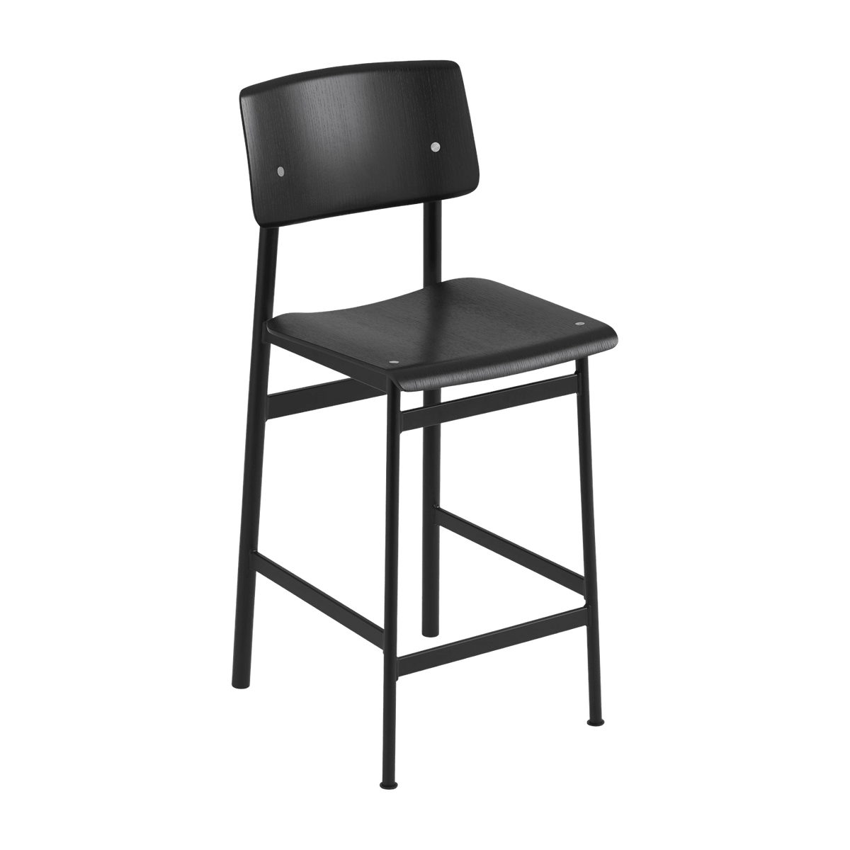 Tabouret de bar en chêne noir et noir 65 cm Loft - Muuto - The Cool Republic
