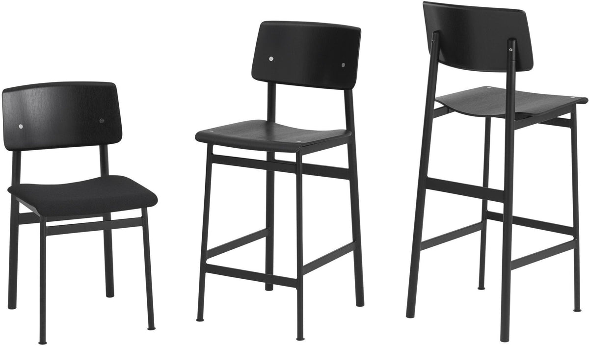 Tabouret de bar en chêne noir et noir 75 cm Loft - Muuto - The Cool Republic