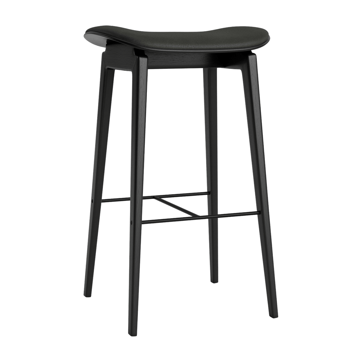 Bar stool in black oak and anthracite leather upholstery 75 cm NY11 - NORR11 - The Cool Republic