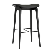Tabouret de bar en chêne noir et rembourrage en cuir anthracite 75 cm NY11 - NORR11 - The Cool Republic