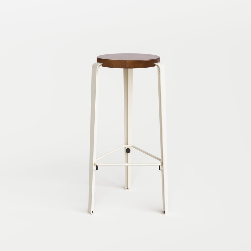 Tabouret de bar en chêne teinté et acier blanc crème 76cm MI LOU - TIPTOE - The Cool Republic