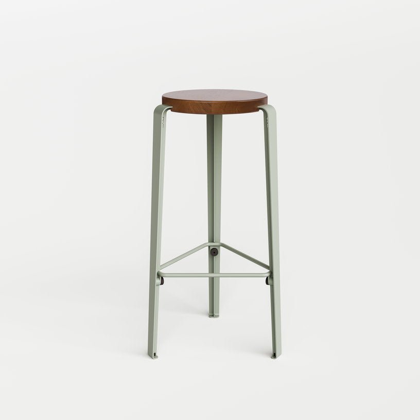 Tabouret de bar en chêne teinté et acier gris eucalyptus 76cm MI LOU - TIPTOE - The Cool Republic