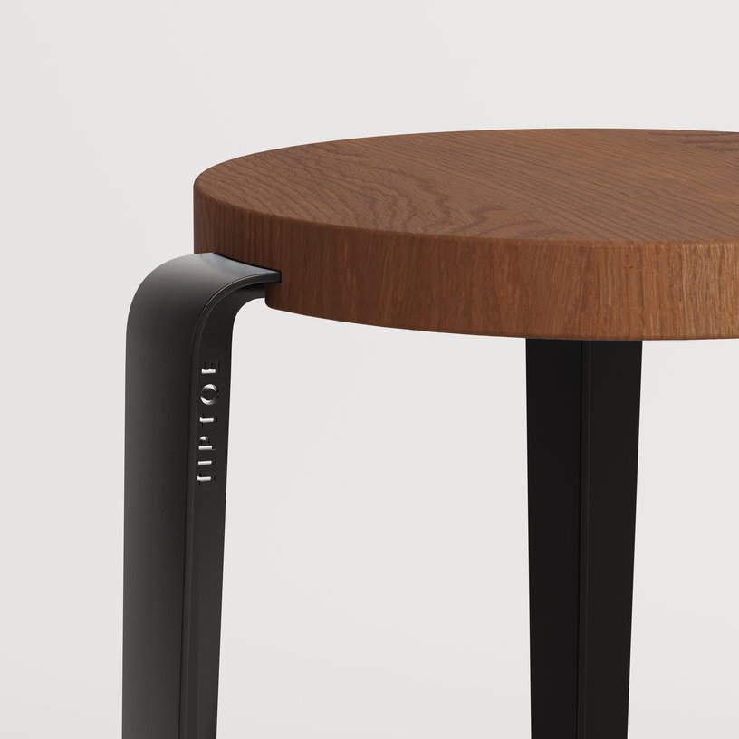 Tabouret de bar en chêne teinté et acier noir graphite 76cm MI LOU - TIPTOE - The Cool Republic
