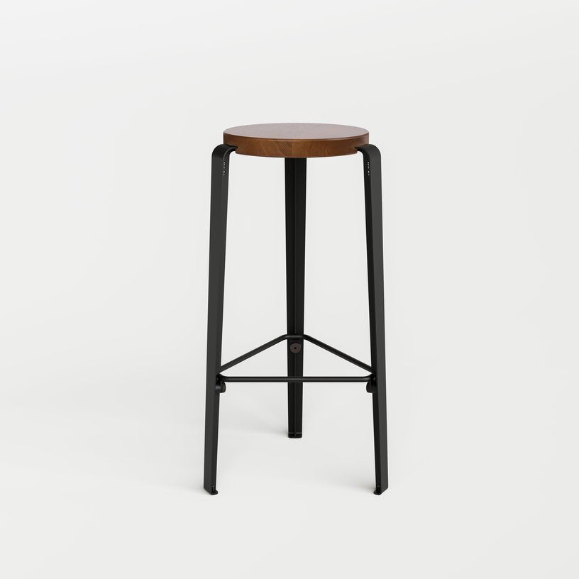 Tabouret de bar en chêne teinté et acier noir graphite 76cm MI LOU - TIPTOE - The Cool Republic