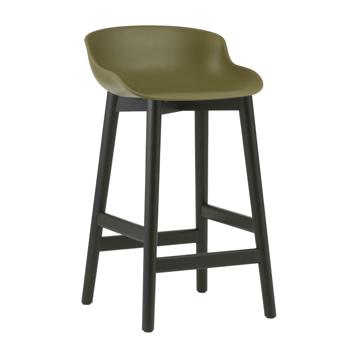 Tabouret de bar en chêne vernis noir et pp olive 65 cm Hyg - Normann Copenhagen - The Cool Republic