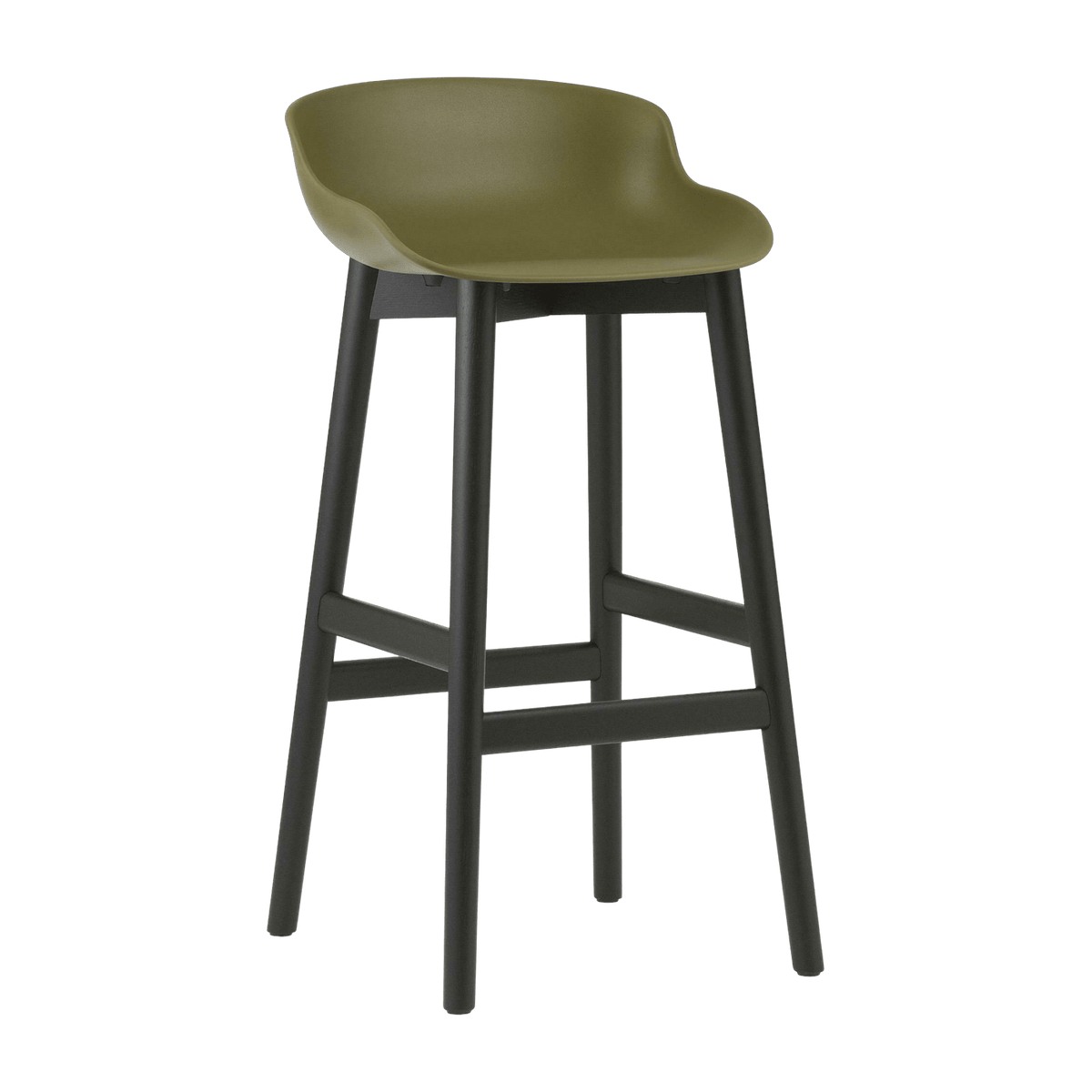 Tabouret de bar en chêne vernis noir et pp olive 75 cm Hyg - Normann Copenhagen - The Cool Republic